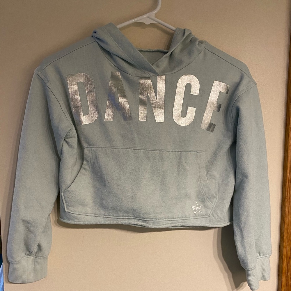 Light blue Justice Dance cropped hoodie